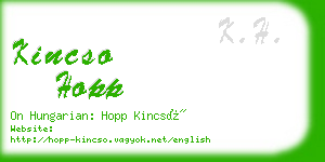 kincso hopp business card